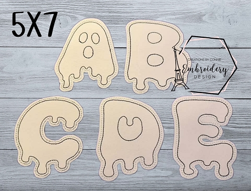Halloween Letters Coloring Dolls Embroidery Design - 5x7